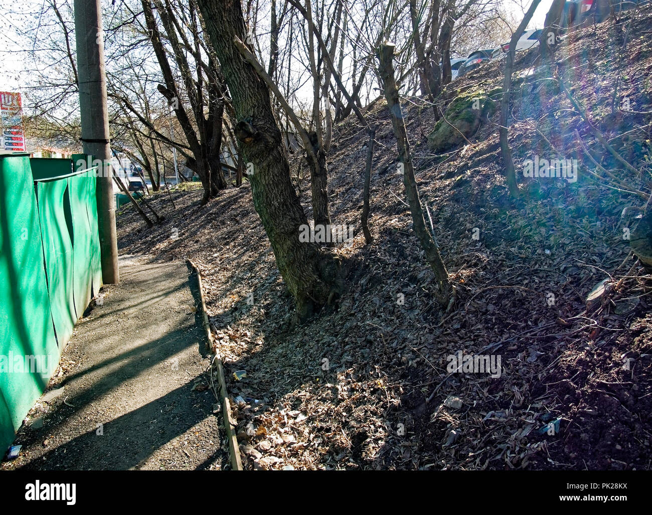 old garage in the spring on the outskirts of Moscow Stock Photo