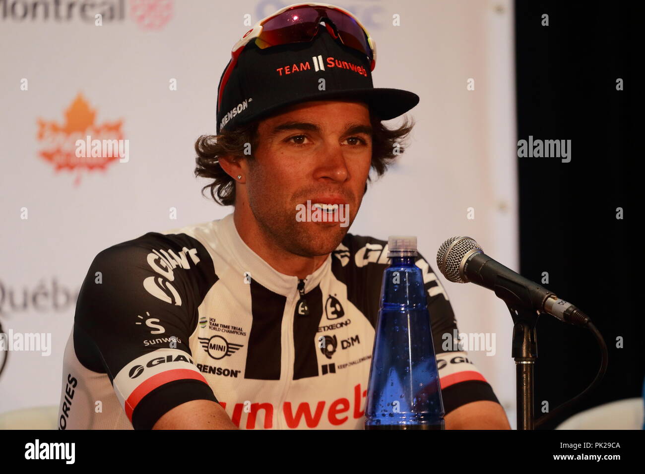 Montreal, Canada, 9/9/2018. Michael Matthews of Australia at the post race news conference for the Grand Prix Cycliste race in Montreal. Stock Photo