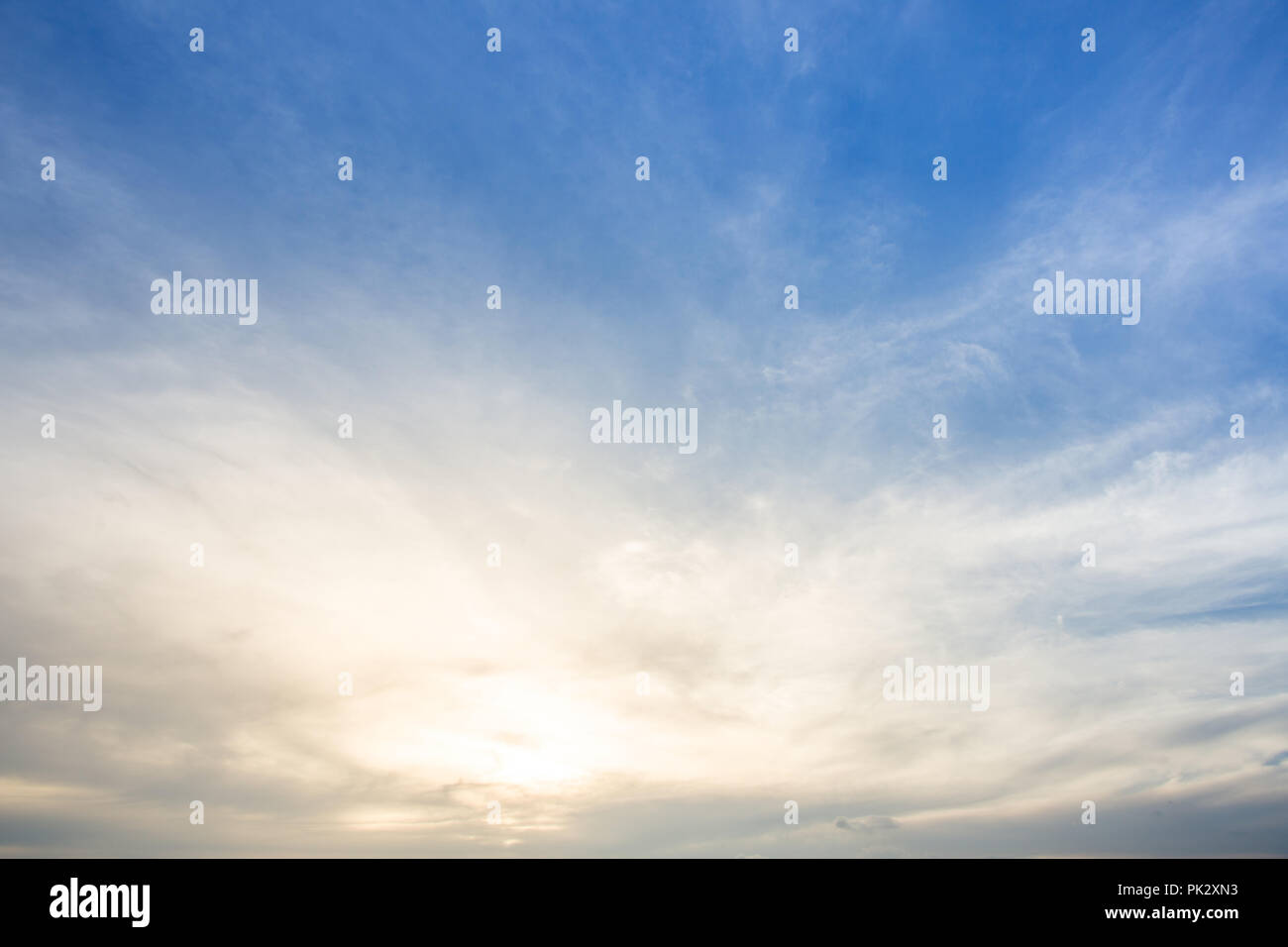 blue sky and clouds with sunlight Stock Photo