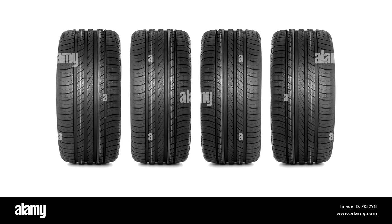 Group of car tires isolated on white Stock Photo Alamy
