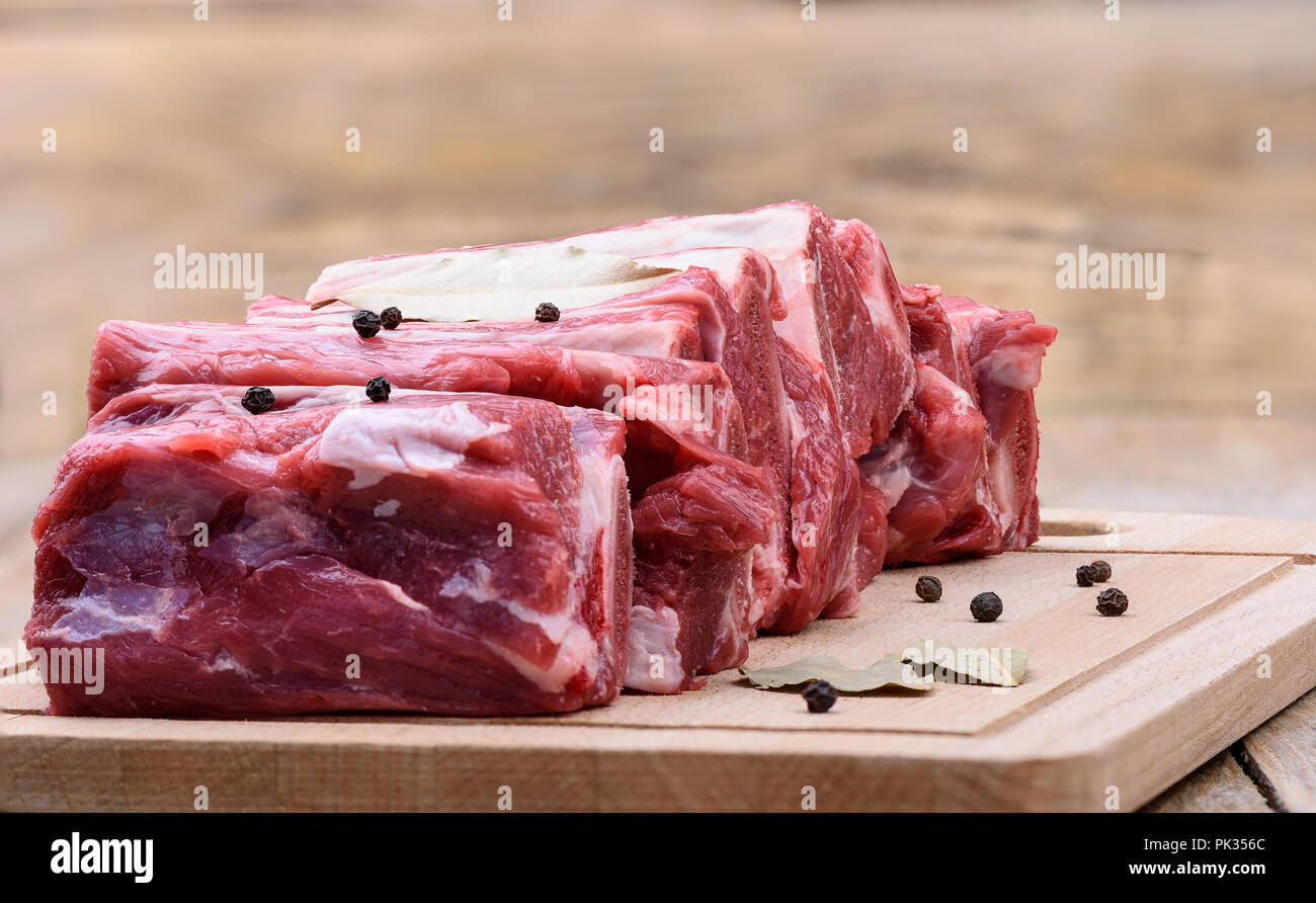 Raw meat of beef brisket on a cutting board Stock Photo Alamy