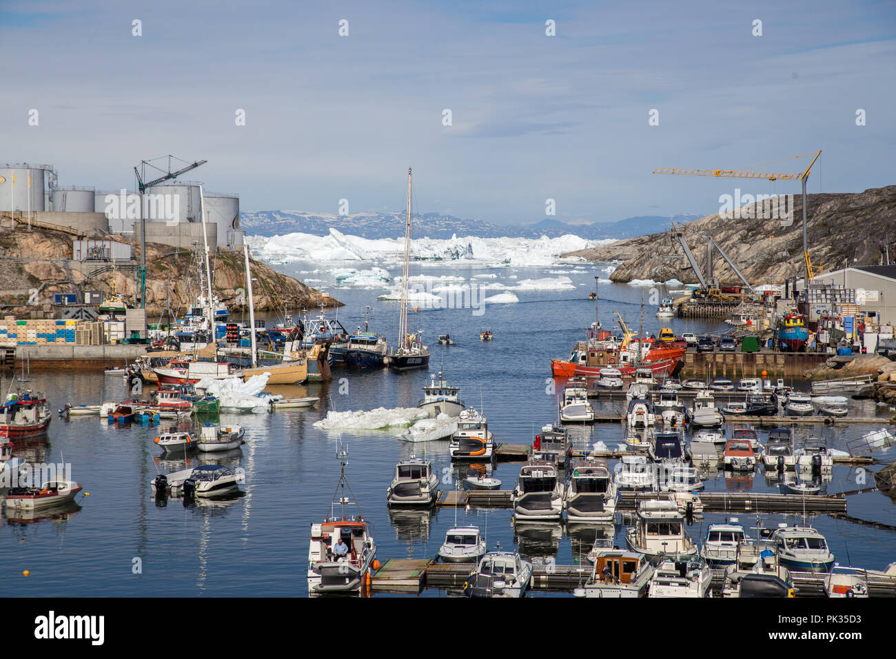 Ilulissat Harbor, Greenland Stock Photo