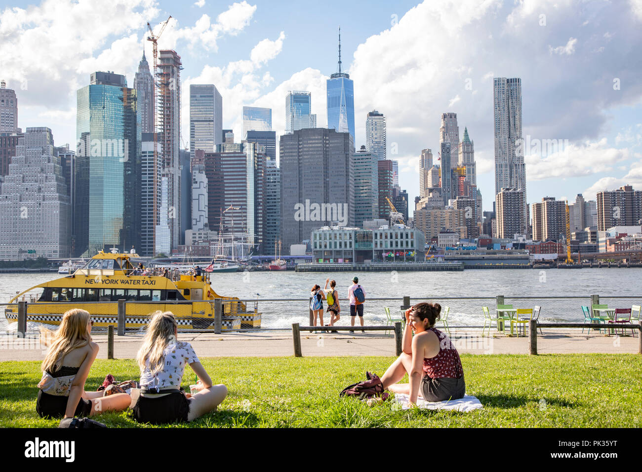 New York skyline from Brooklyn park Stock Photo