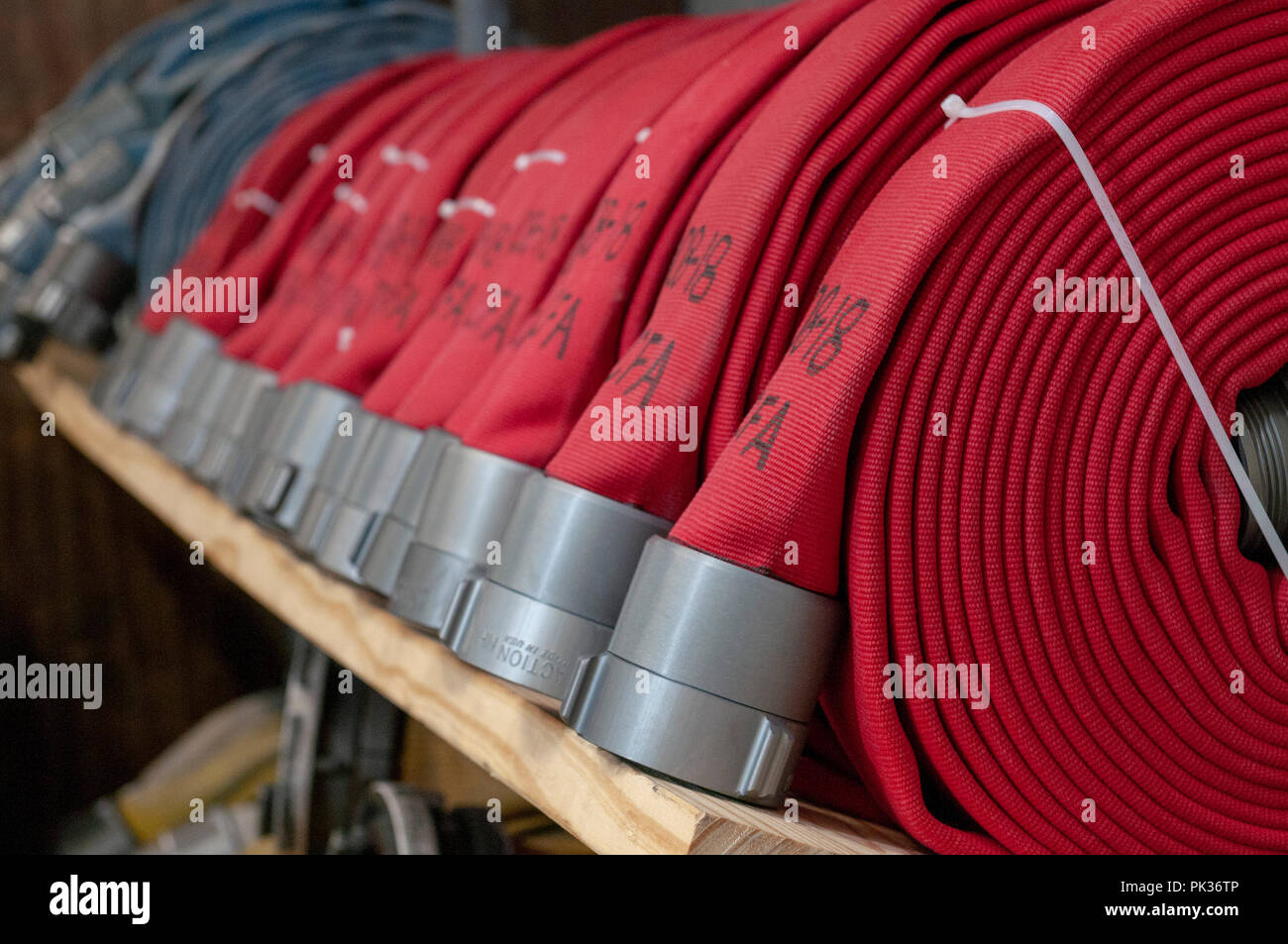 Fire fighting equipment Hoses and nozzles etc Stock Photo Alamy