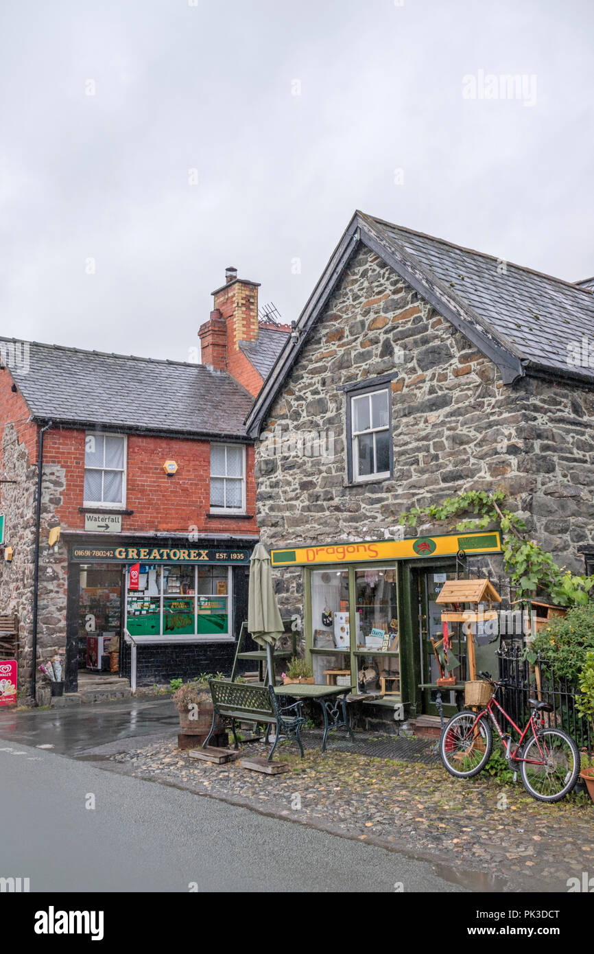 Attractive shops in the village of LlanrhaeadrymMochnant, Powys