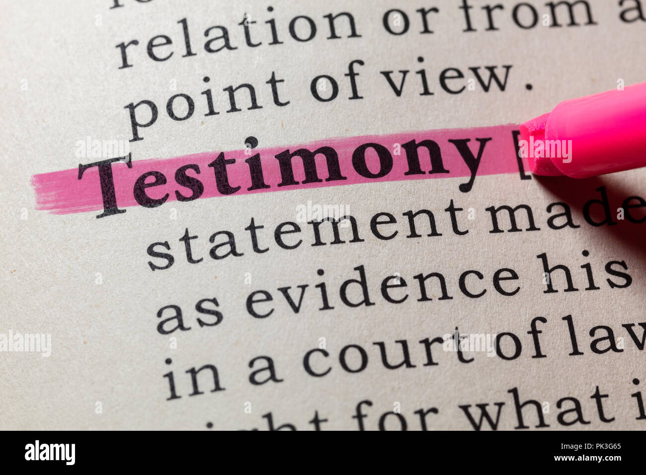 Fake Dictionary, Dictionary definition of the word testimony. including