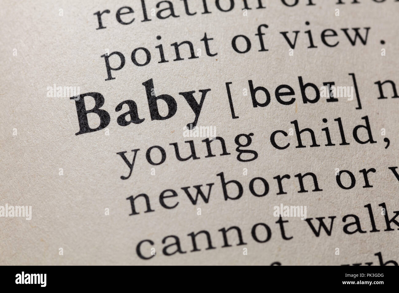 Fake Dictionary, Dictionary definition of the word baby. including key