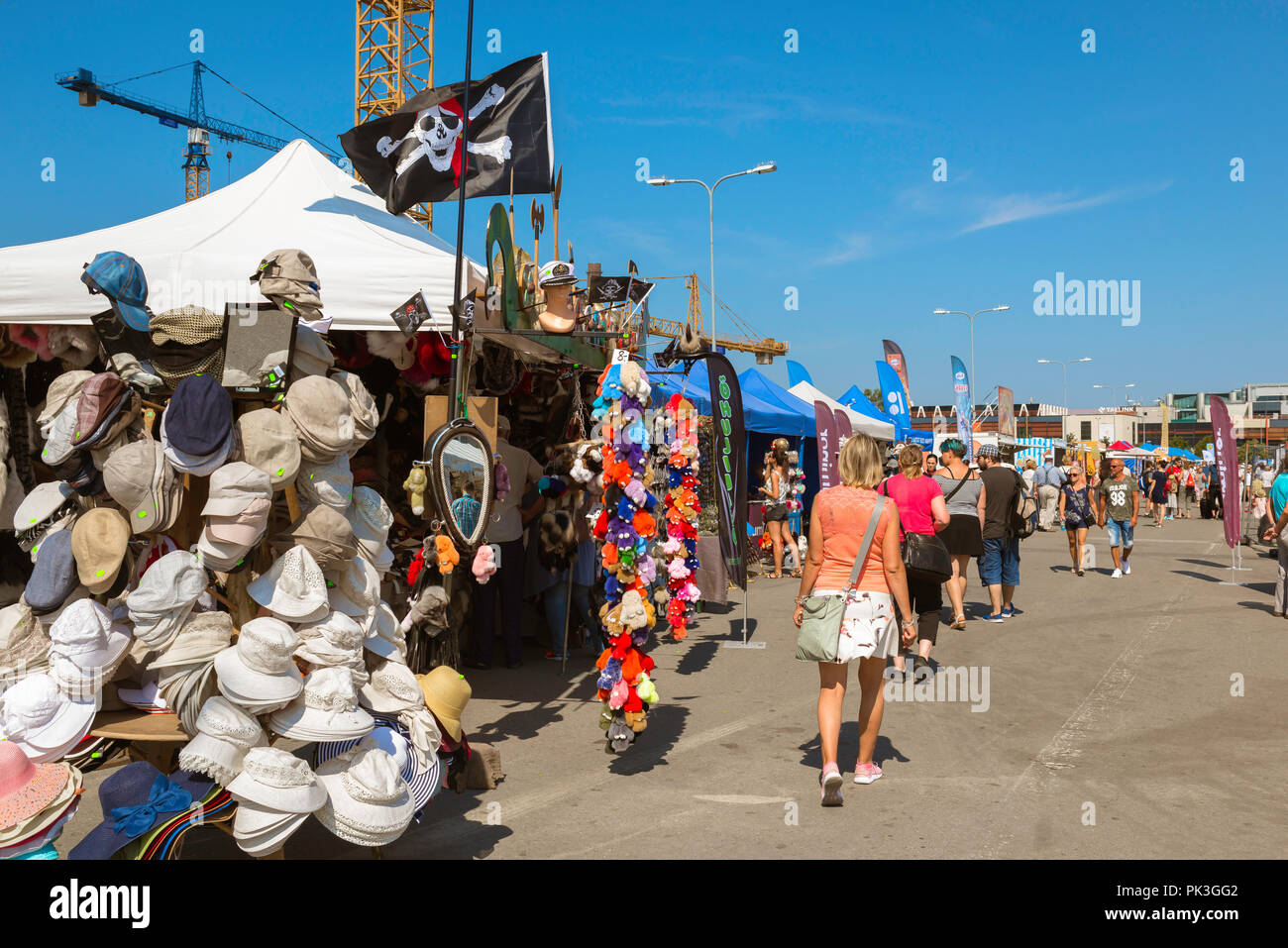 Tallinn market, view of the Sunday Market sited on Kuunari in the Kalamaja harbor area of Tallinn, Estonia. Stock Photo