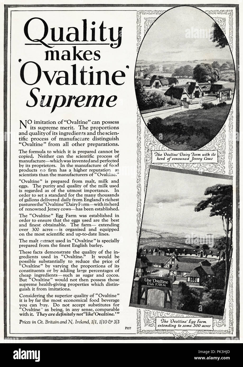 1930s old vintage original advert advertising Ovaltine food beverage in English magazine circa 1932 Stock Photo