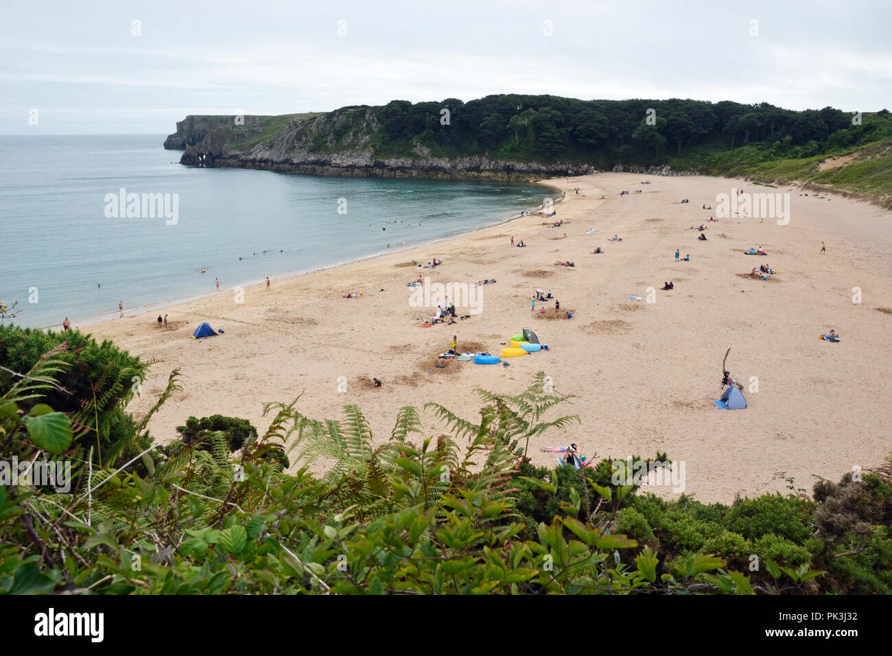 People on the beach at Barafundle Bay on the Stackpole Estate ...