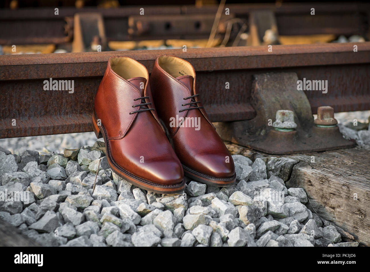 Men's shoes, fashionable boots Stock Photo