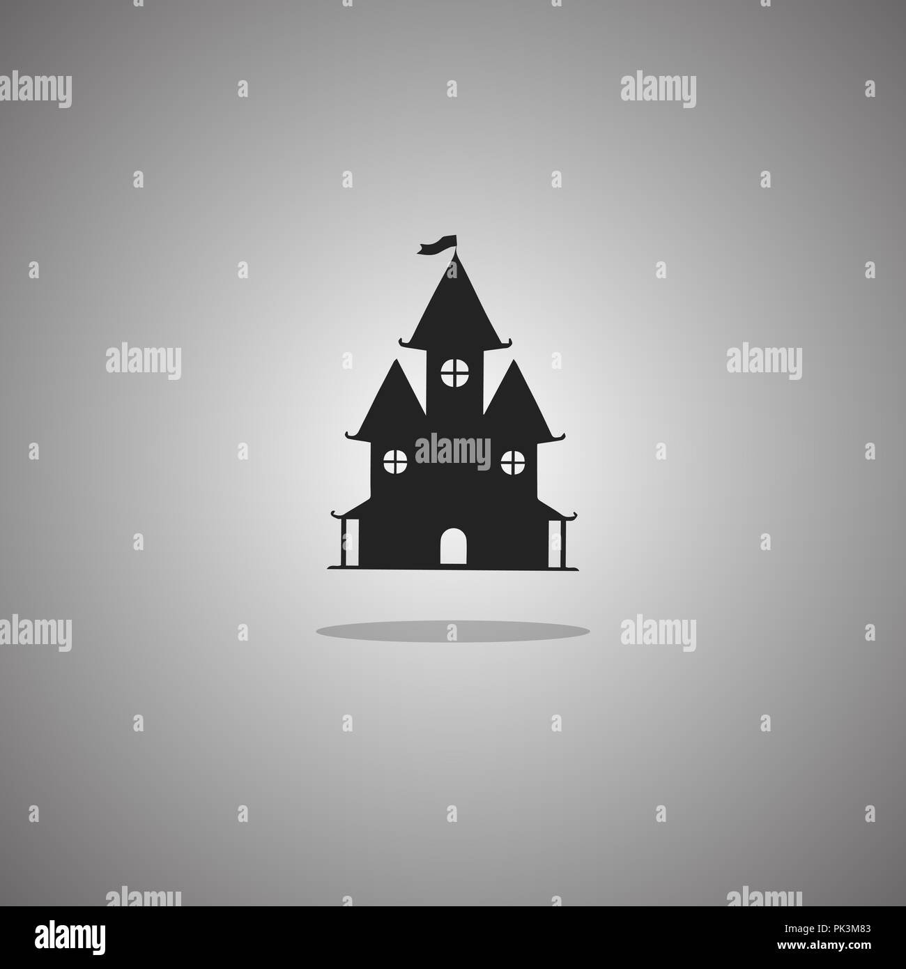 Castle Halloween. Vector illustration. Gray background with gradient. Stock Vector