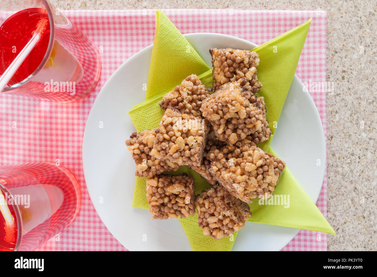 Chocolate and caramel and crispy rice party cakes Stock Photo Alamy