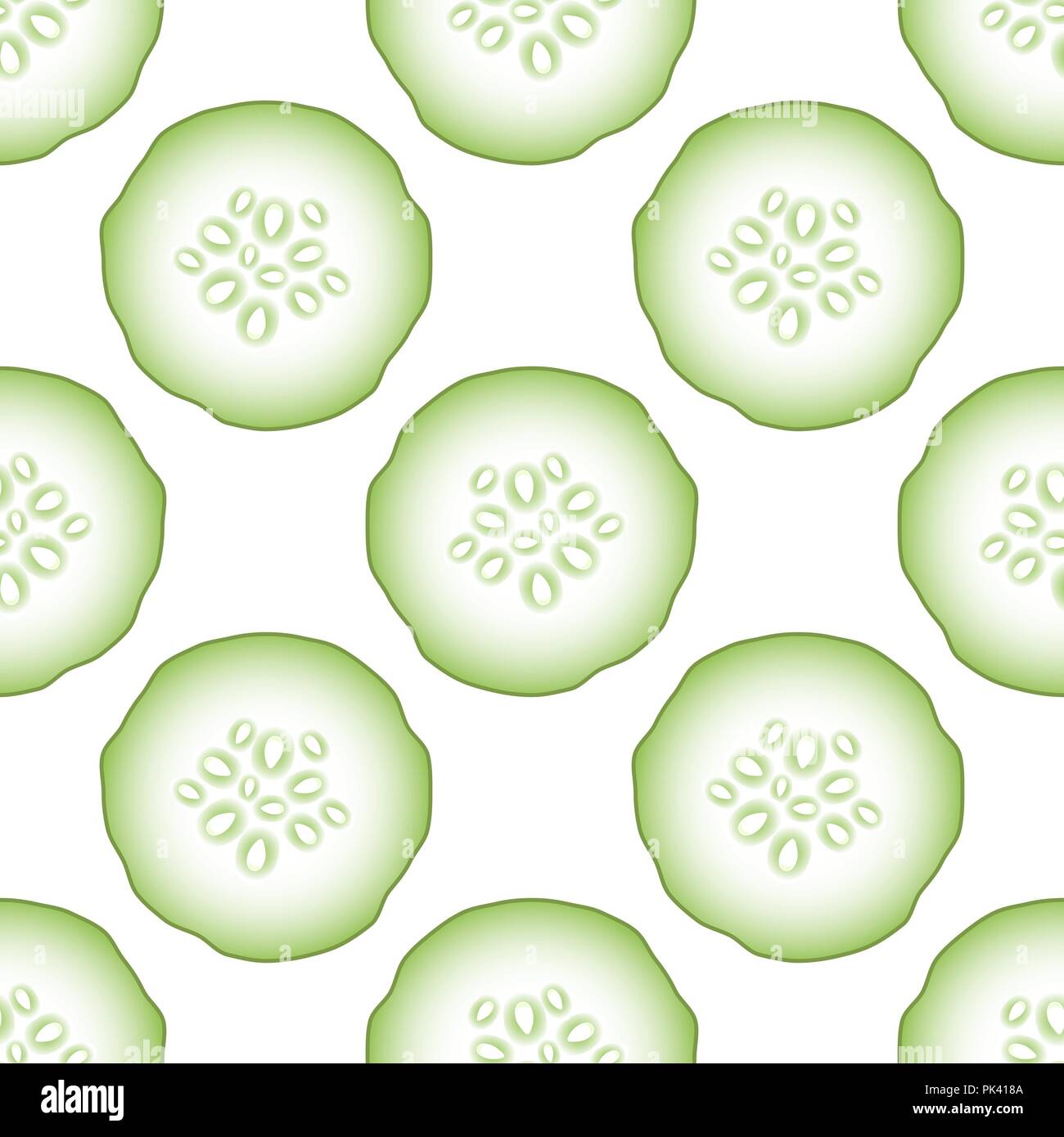 Set of Fresh Green Cucumbers Seamless Pattern Stock Vector
