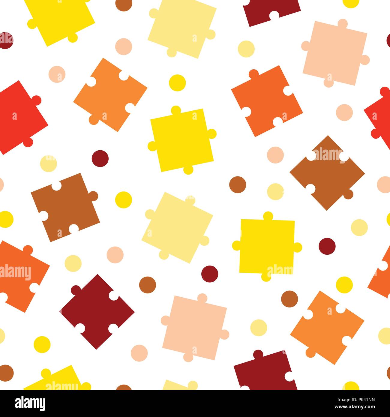 seamless tileable pattern with puzzle pieces vector - orange and yellow ...