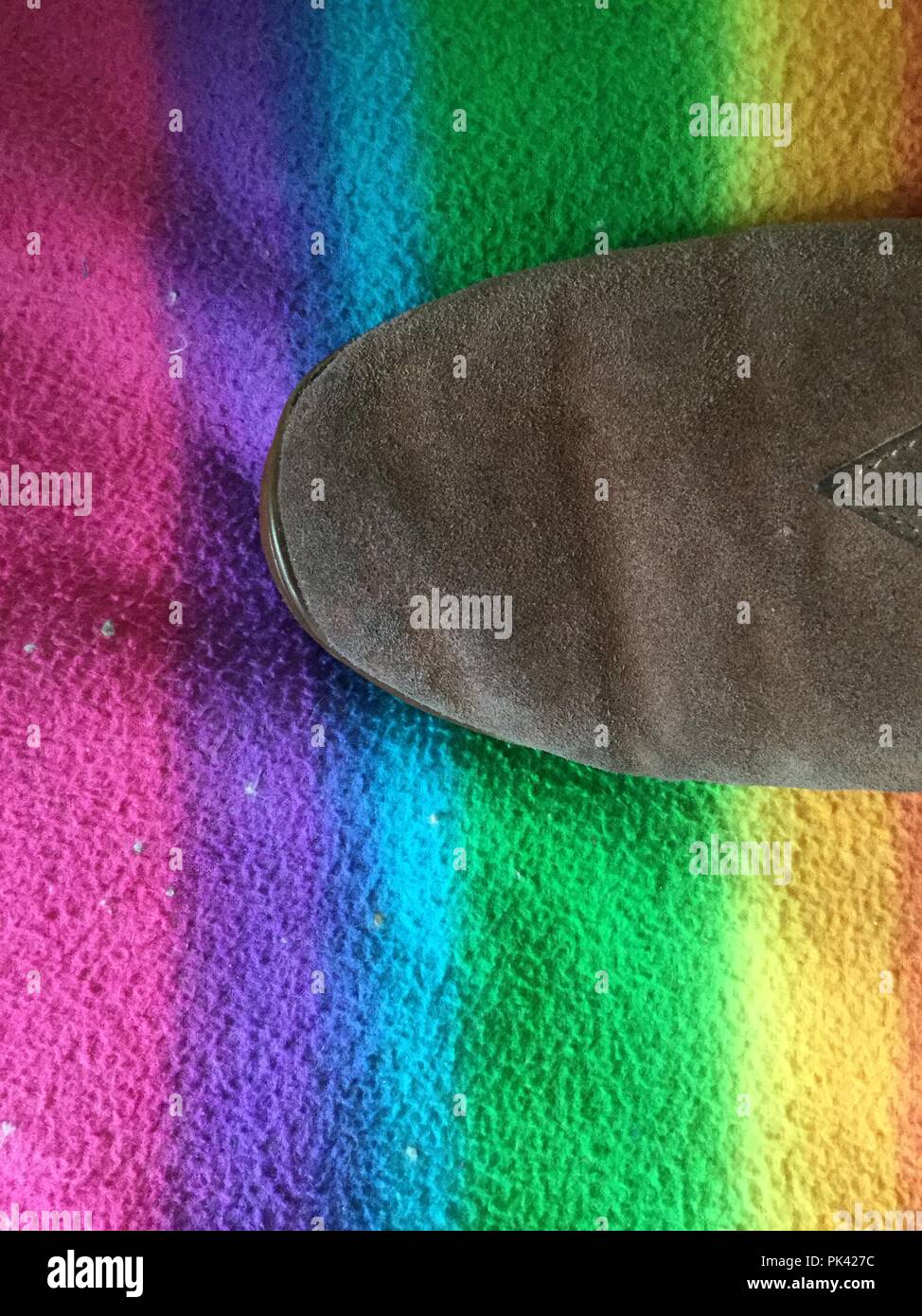 Shoe on colored background Stock Photo Alamy