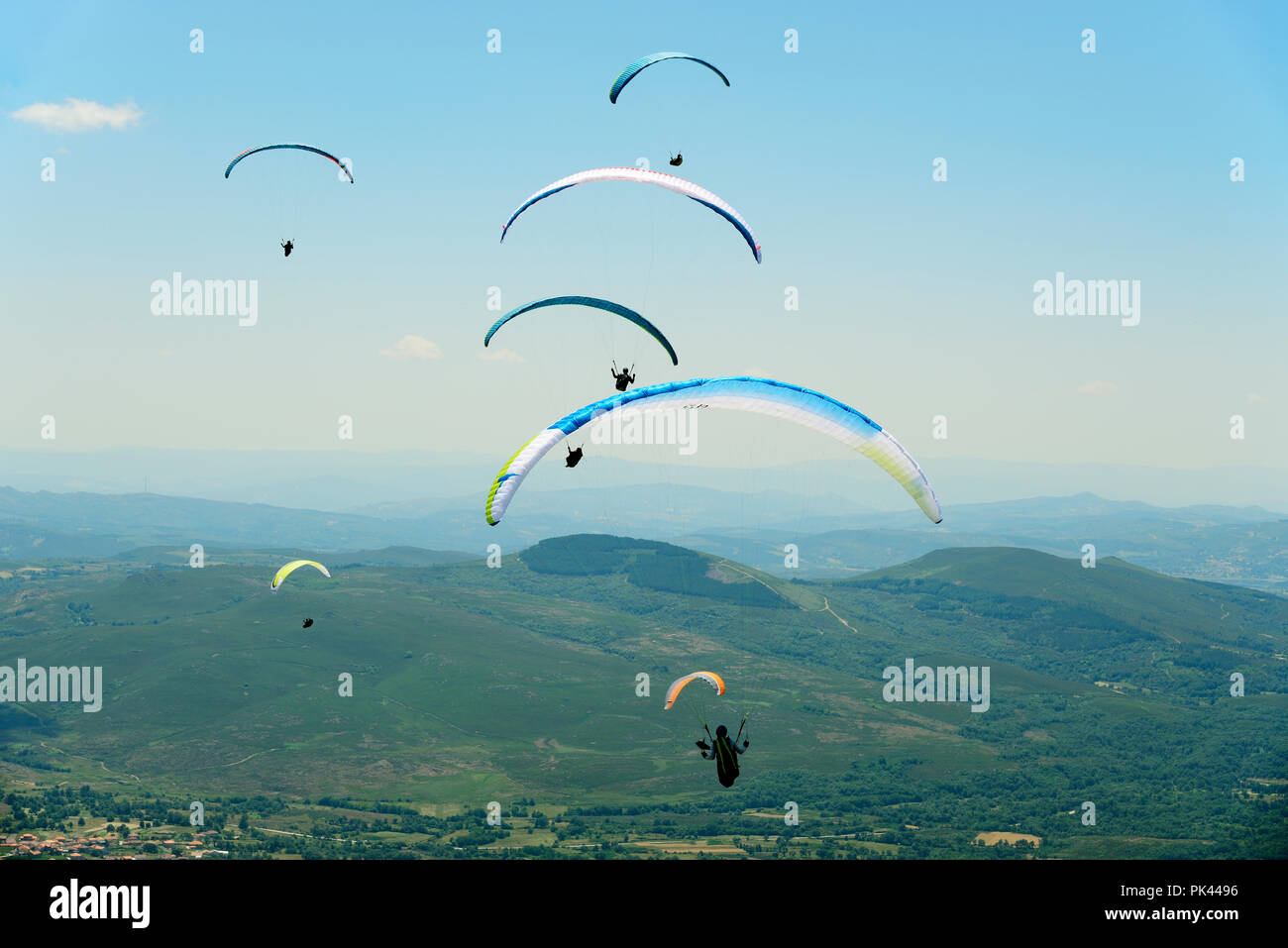 National Paragliding Championship, Larouco Mountain, Montalegre. Trás-os-Montes, Portugal Stock Photo