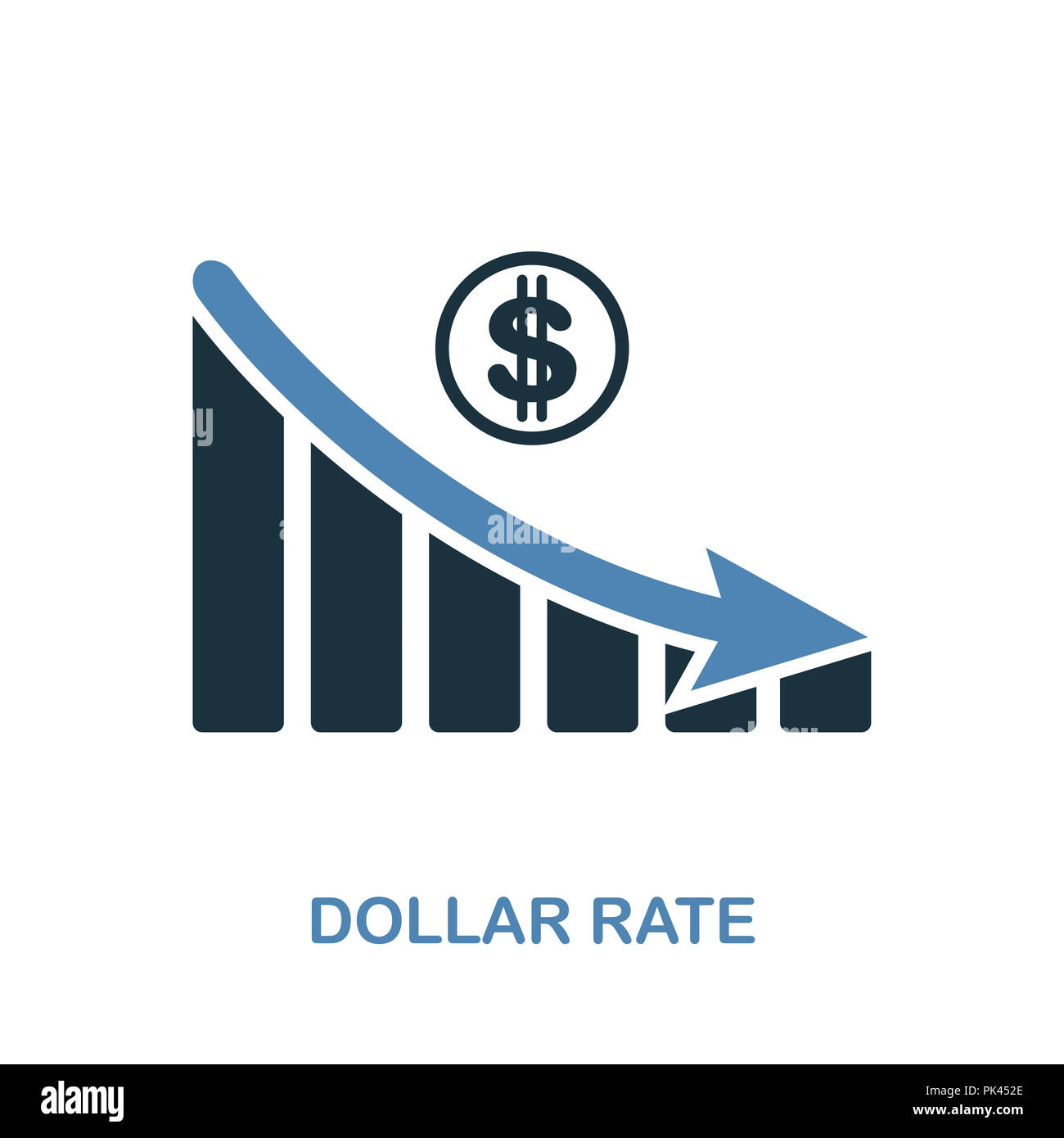 Dollar Rate Decrease Graphic icon. Monochrome style design from diagram ...