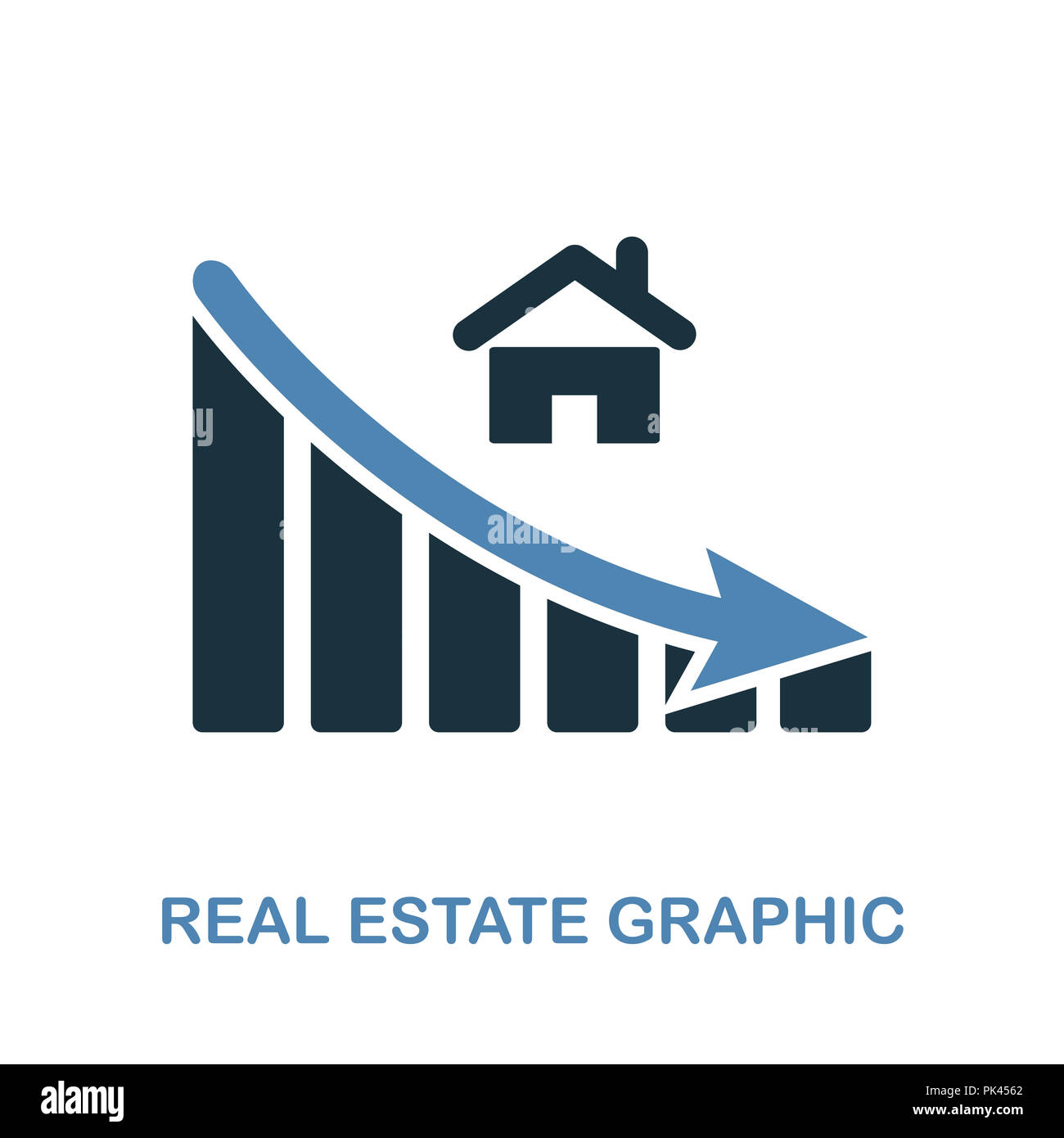 Real Estate Decrease Graphic icon. Monochrome style design from diagram collection. UI. Pixel