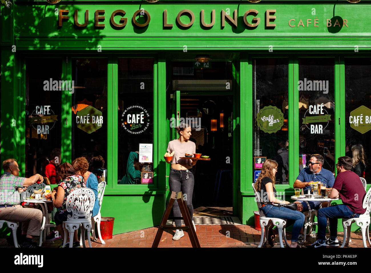 People Sitting Outside The Fuego Lounge Cafe/Restaurant, Lewes, East Sussex, UK Stock Photo Alamy