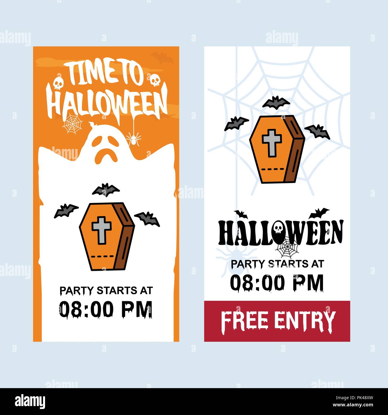 Happy Halloween invitation design with coffins vector Stock Vector ...