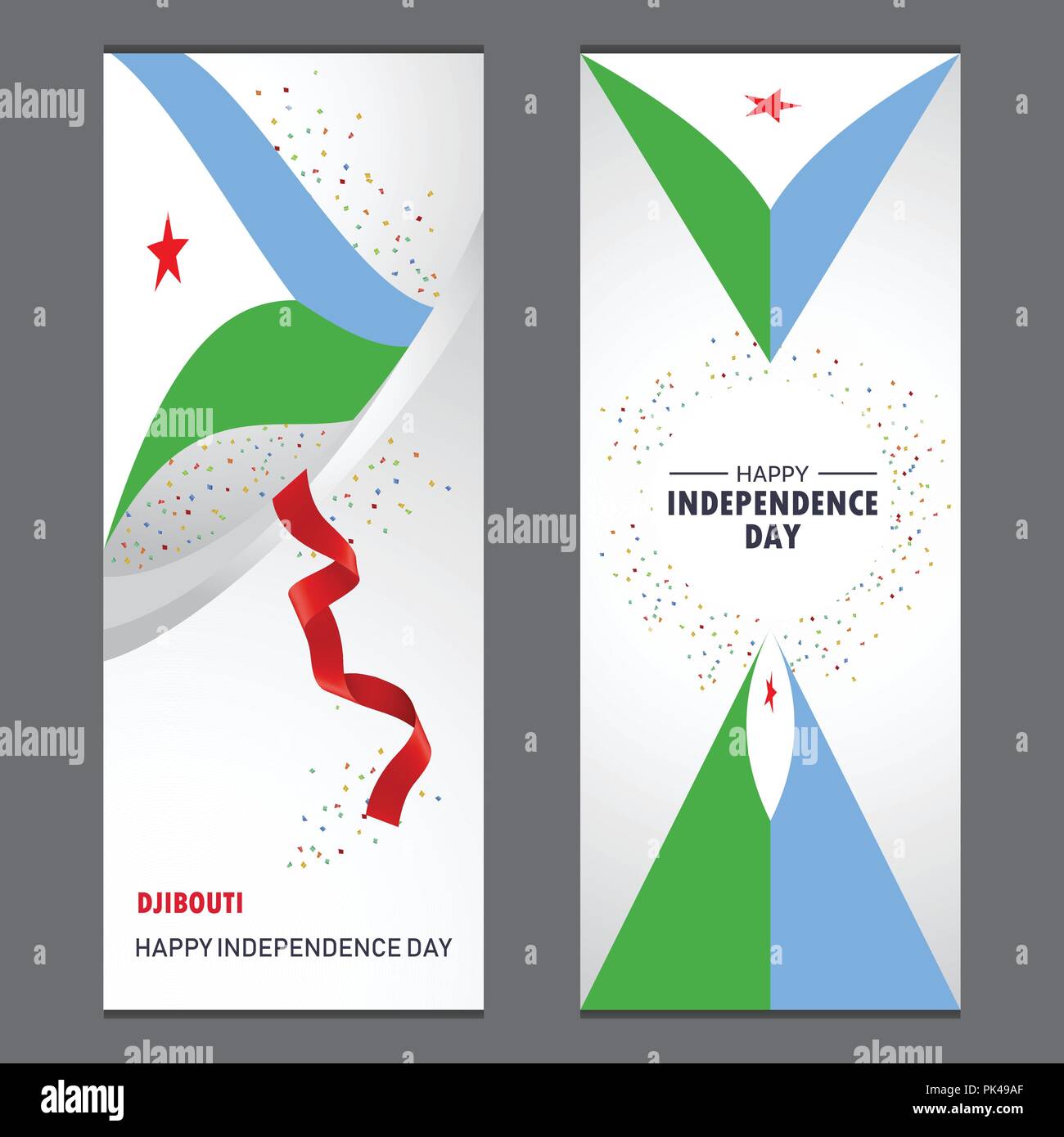 Djibouti Happy Independence Day Confetti Celebration Background