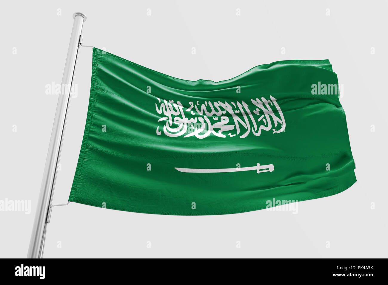 Isolated Saudi Arabia Flag waving 3d Realistic Saudi Arabian Flag Rendered Stock Photo