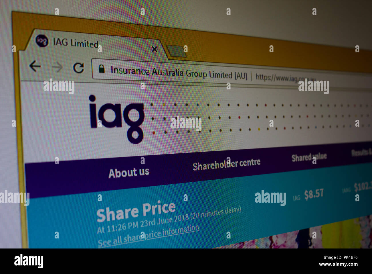 IAG Limited Website Homepage Stock Photo