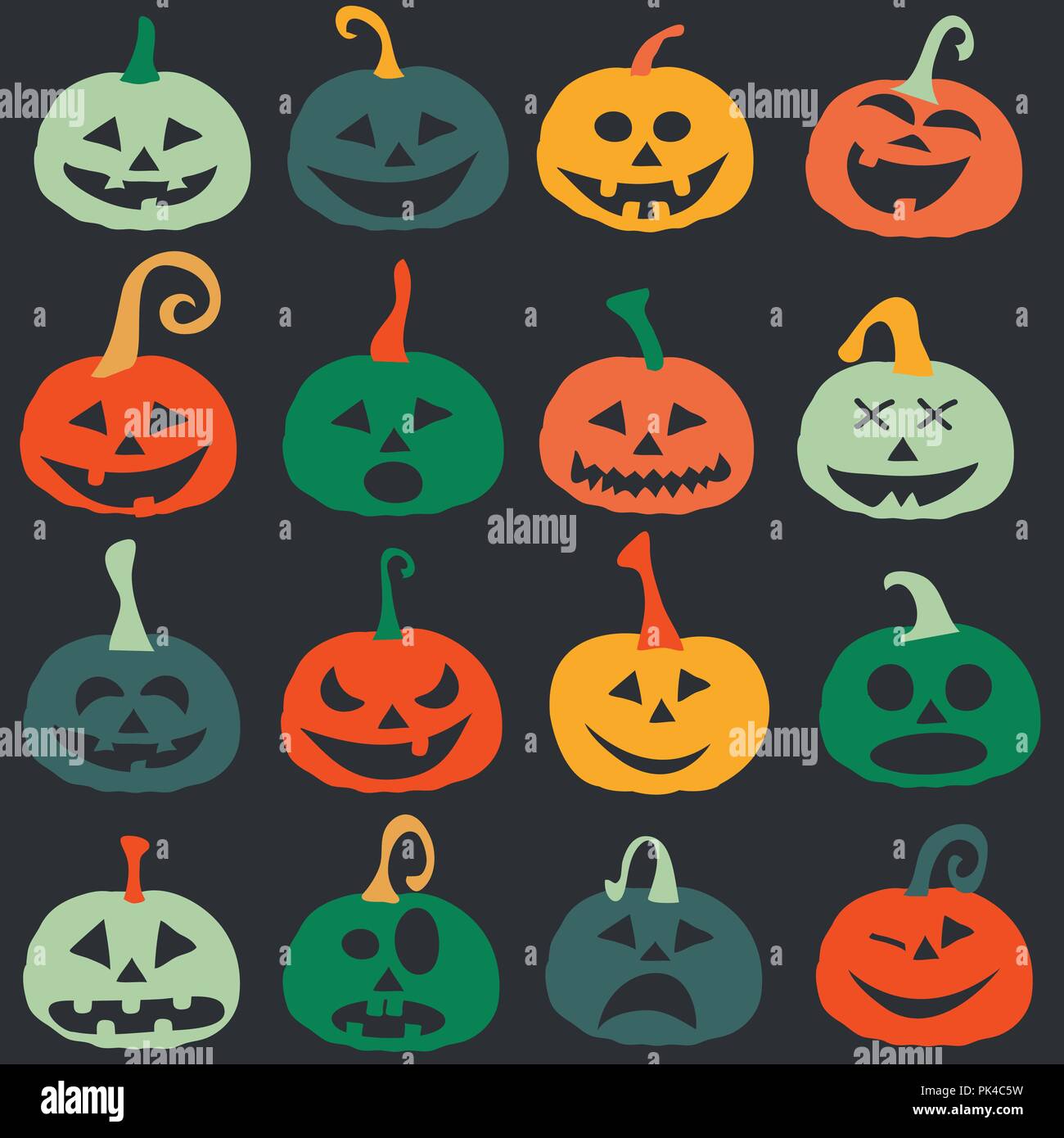 Halloween pumpkin icons, postcard, pattern Stock Vector Image & Art - Alamy