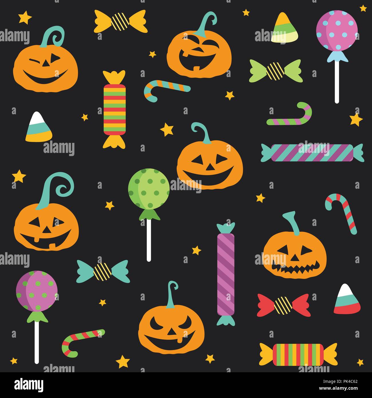 Halloween party seamless pattern design, postcard Stock Vector