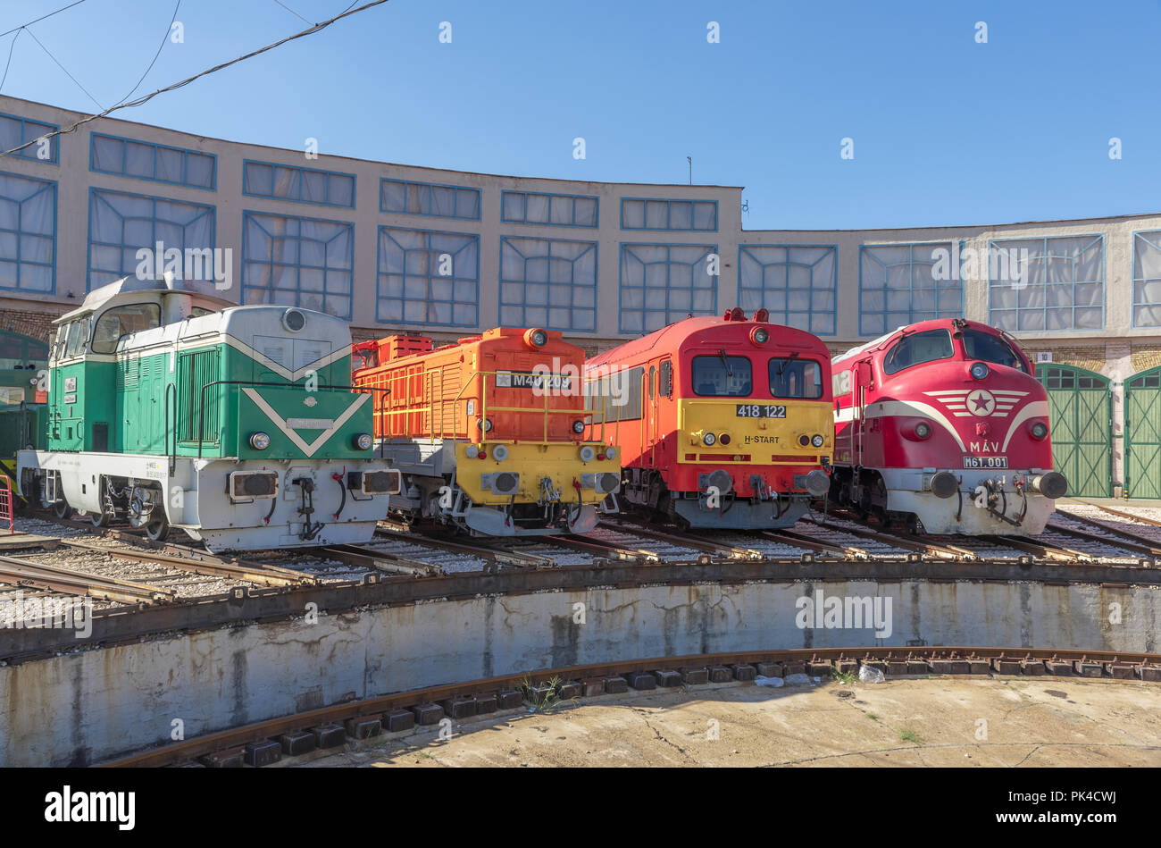 Locos at the Hungarian Railways History Park, Budapest, Hungary Stock Photo