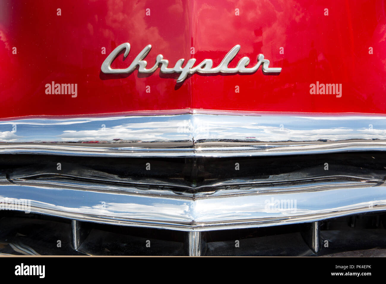CONCORD, NC (USA) - September 7, 2018:  A 1950 Chrysler New Yorker automobile at the Pennzoil AutoFair classic car show at Charlotte Motor Speedway. Stock Photo