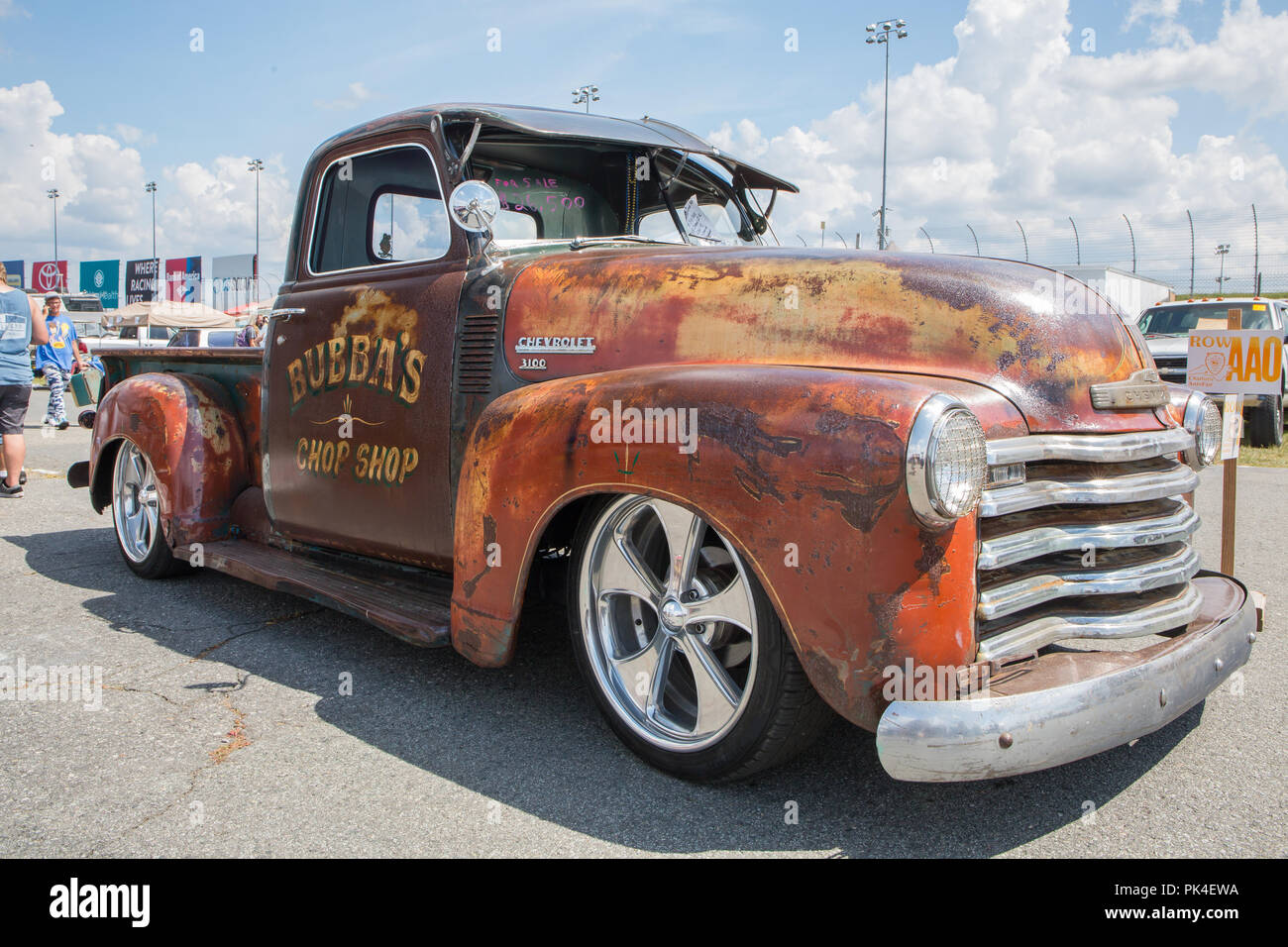 CONCORD, NC (USA) - September 7, 2018: A modified 1949 Chevy pickup on display at the Pennzoil AutoFair Classic Car Show at Charlotte Motor Speedway. Stock Photo