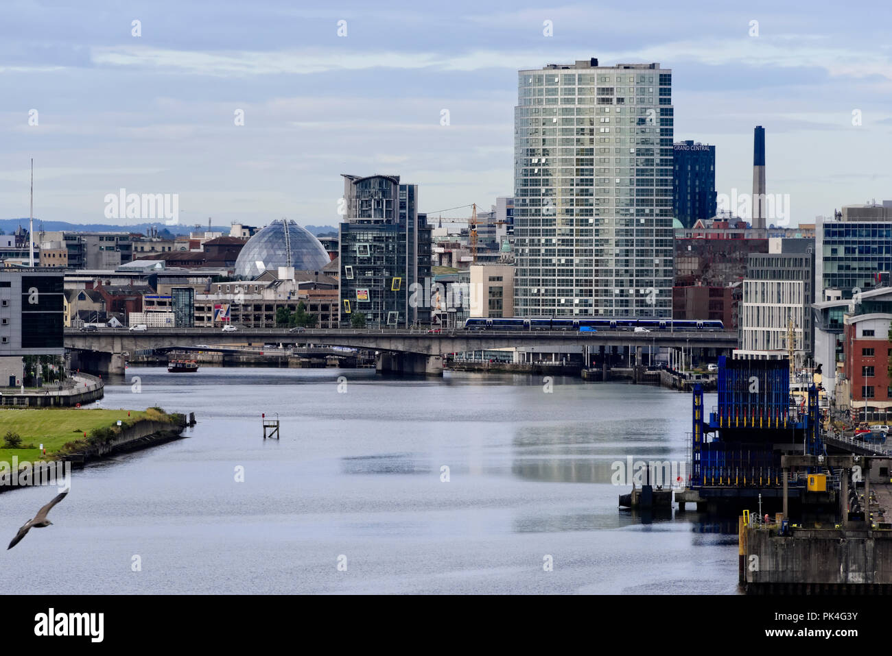 Belfast, Northern Ireland - August 8, 2018:  City of Belfast, capital and the largest city in Northern Ireland, resides along the River Lagan. Stock Photo