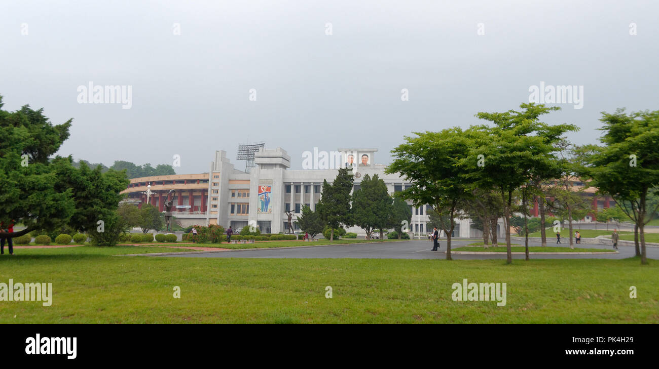 The Kim Il Sung Stadium, formally Girimri Stadium, Kaeson Youth Park, Pyongyang Stock Photo