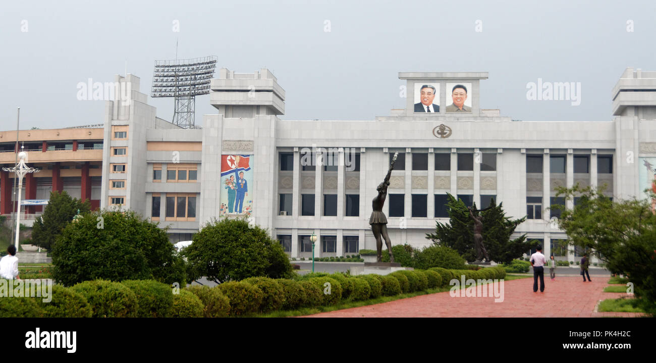 The Kim Il Sung Stadium, formally Girimri Stadium, Kaeson Youth Park, Pyongyang Stock Photo