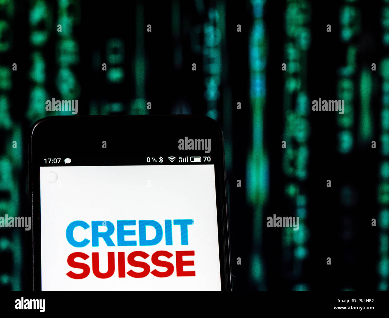 Creit Suisse Bank logo seen displayed on a smart phone Stock Photo - Alamy