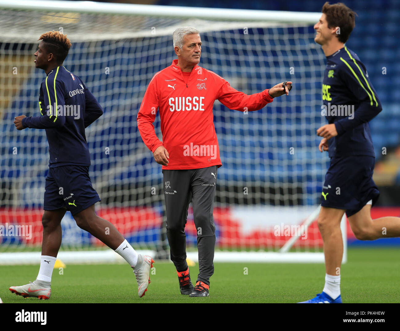 Switzerland manager Vladimir Petkovic during a training session at The King Power Stadium, Leicester. Stock Photo
