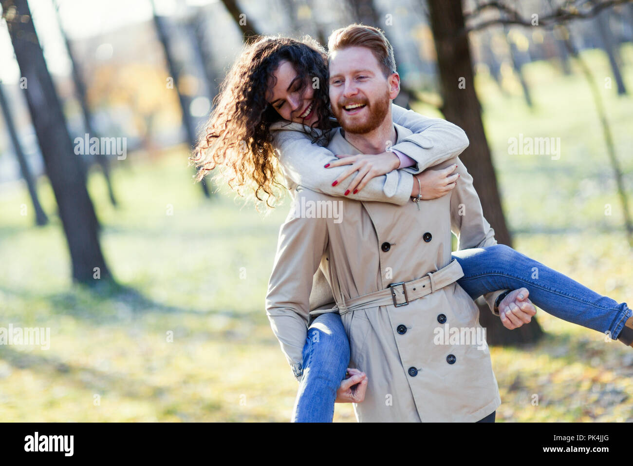 Cheerful young couple having fun on date Stock Photo