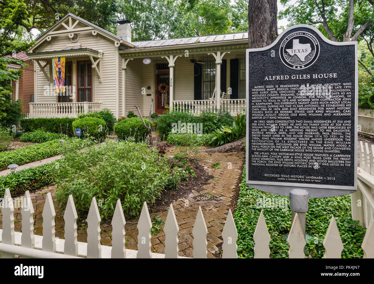 Alfred Giles House, Texas Historic Landmark, historical house in King William Historic District in San Antonio, Texas, USA Stock Photo