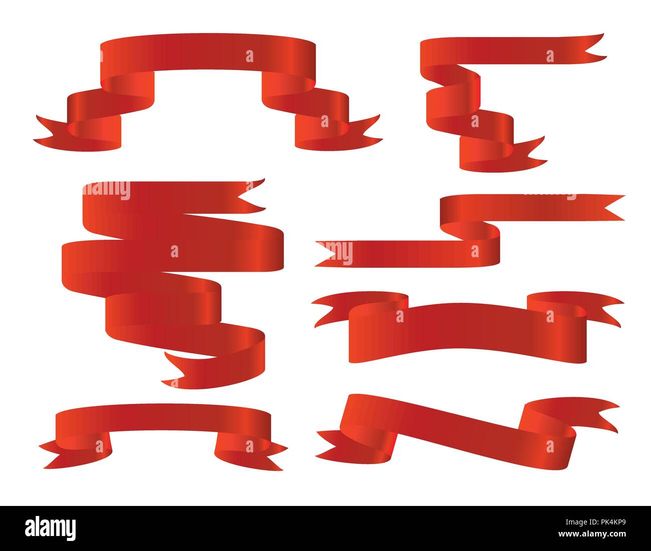 Red ribbon banners set. Isolated on white background Stock Vector Image ...