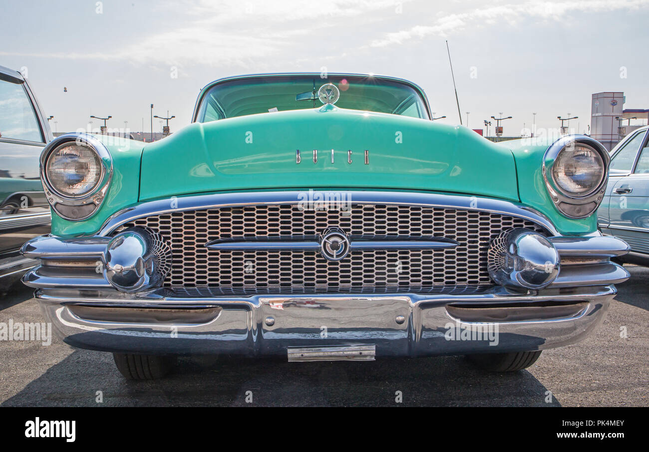 CONCORD, NC (USA) - September 7, 2018: A 1955 Buick automobile on display at the Pennzoil AutoFair Classic Car Show at Charlotte Motor Speedway. Stock Photo