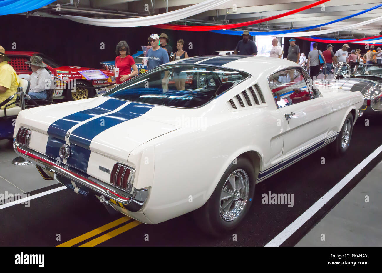 CONCORD, NC (USA) - April 8, 2017:  A 1965 Ford Mustang Shelby GT-350 on display at the Pennzoil AutoFair classic car show at Charlotte Motor Speedway. Stock Photo