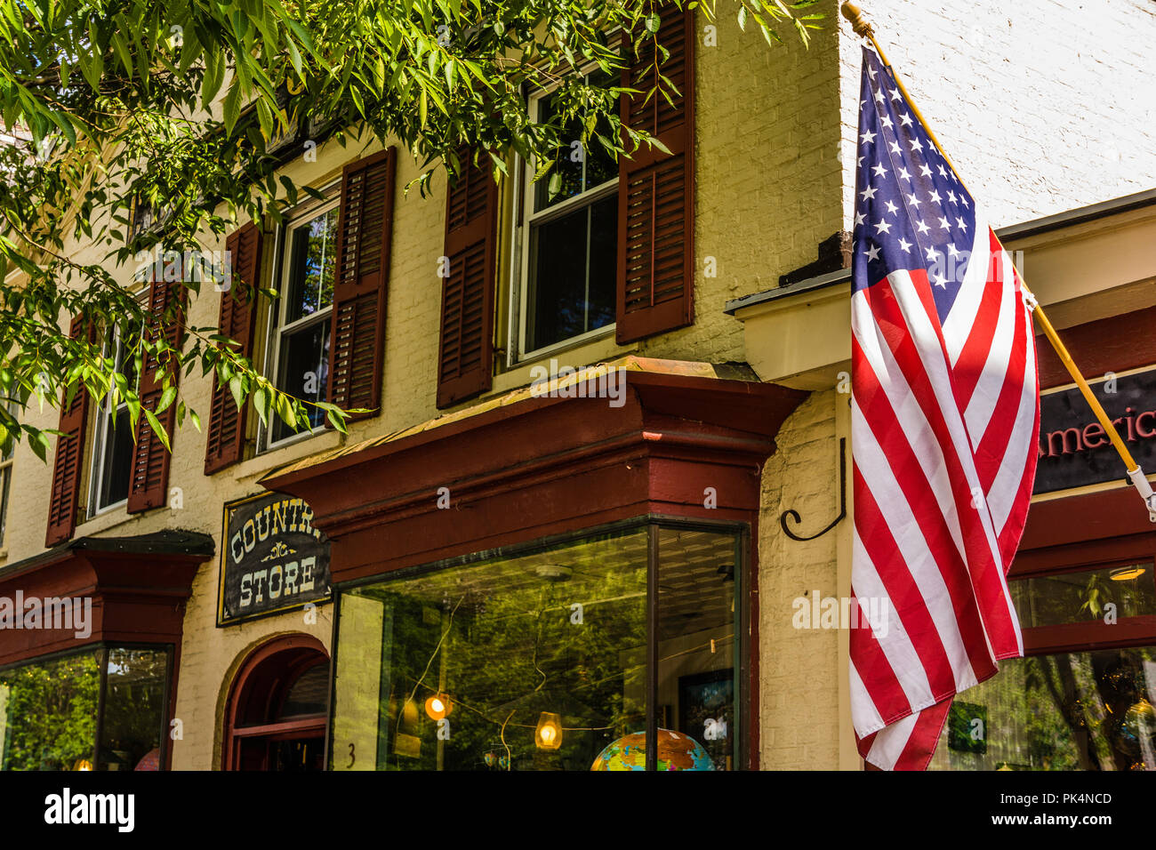 American Flag Shops Main Street Stockbridge, Massachusetts, USA Stock