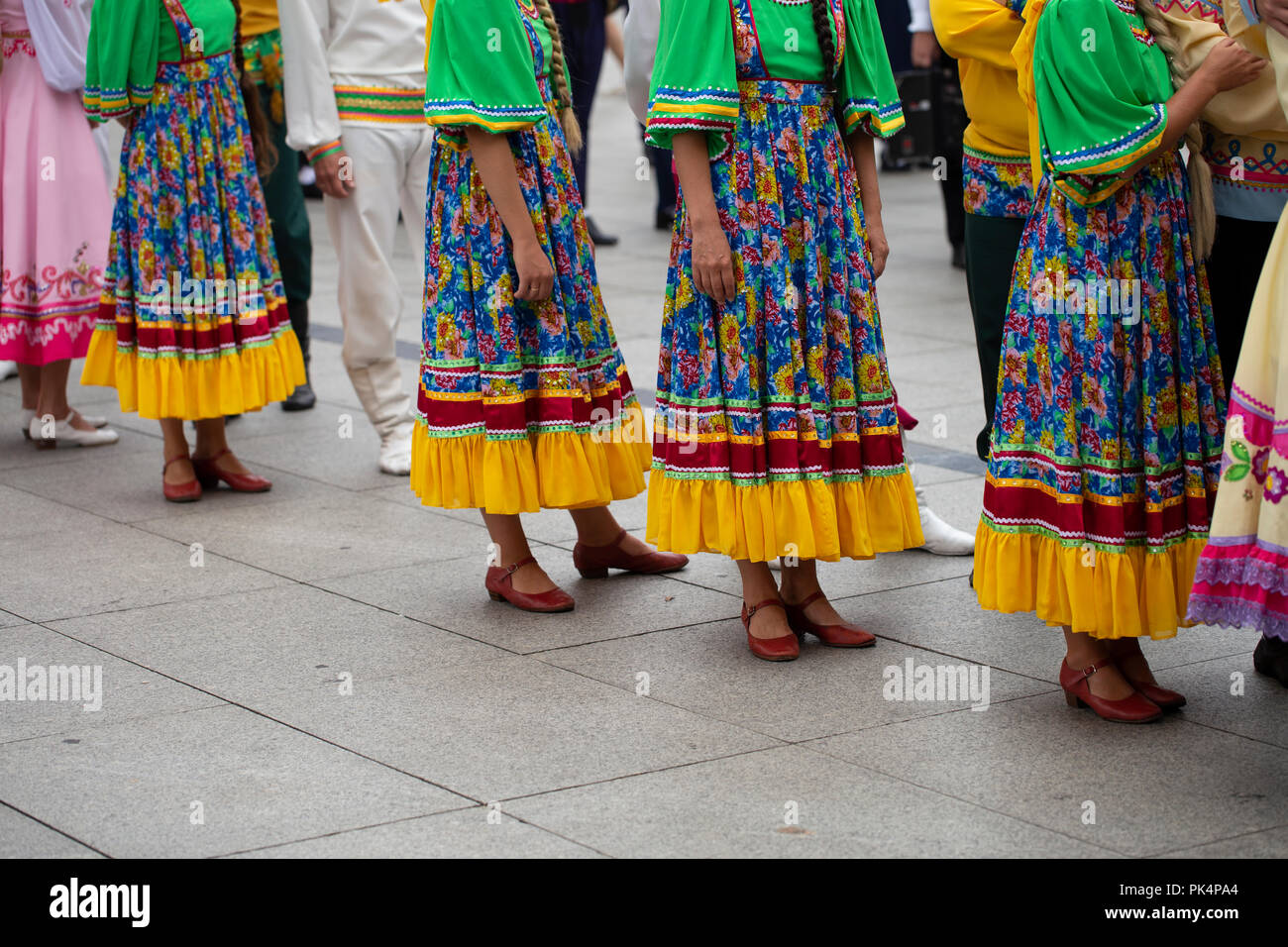 Russian folk dance group Stock Photo