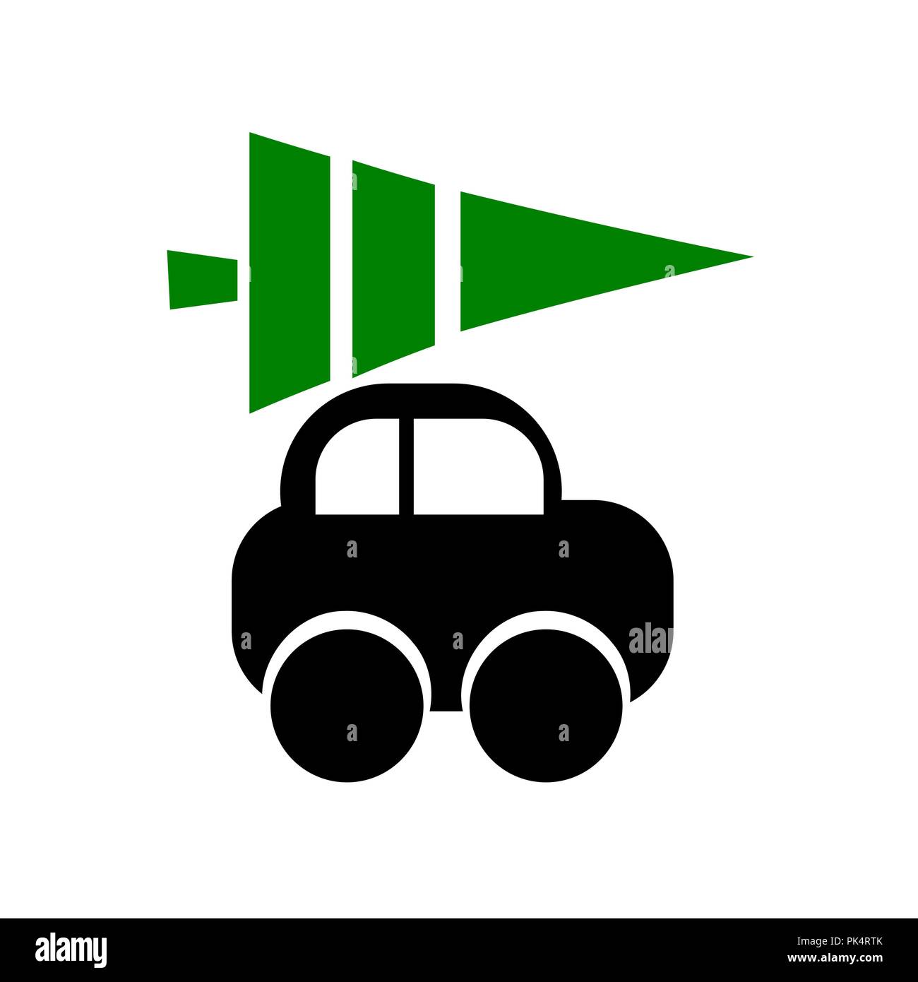 Web icon car with Christmas tree on a white background, vector illustration Stock Vector