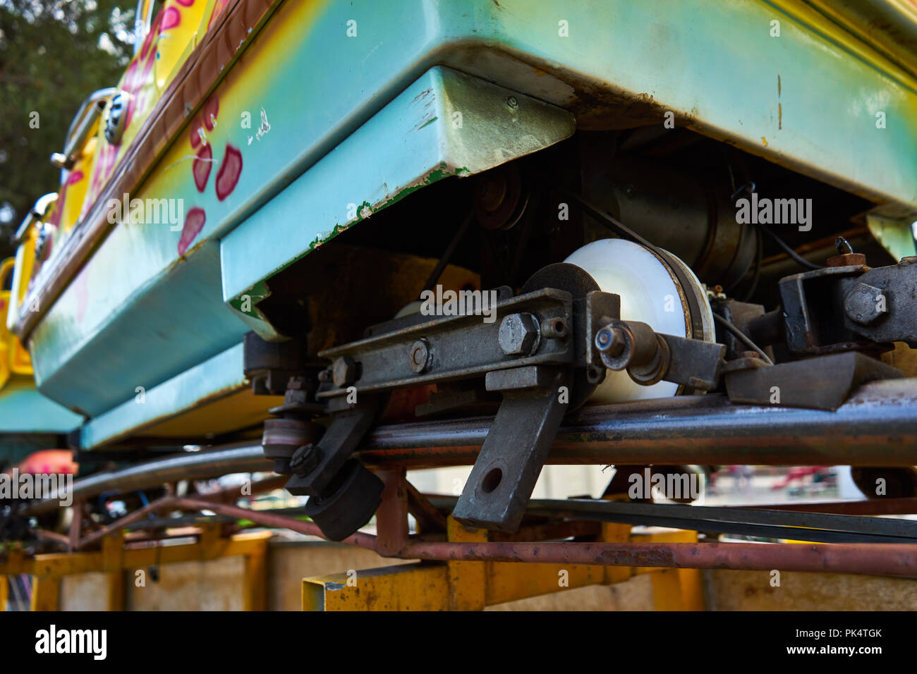 Close Up Of Vintage Roller Coaster Brake Parts Stock Photo Alamy