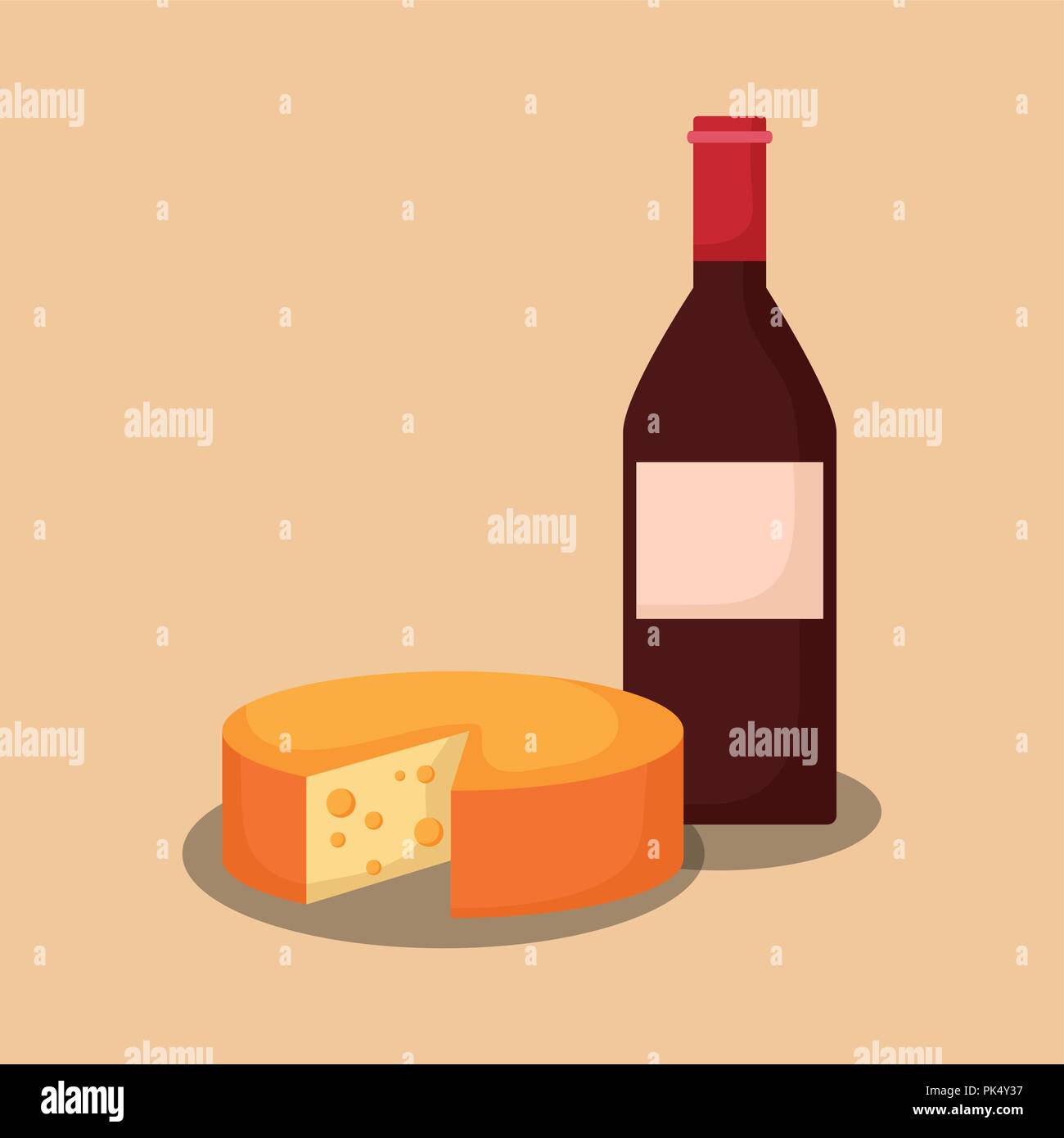 wine bottle with cheese vector illustration design Stock Vector Image