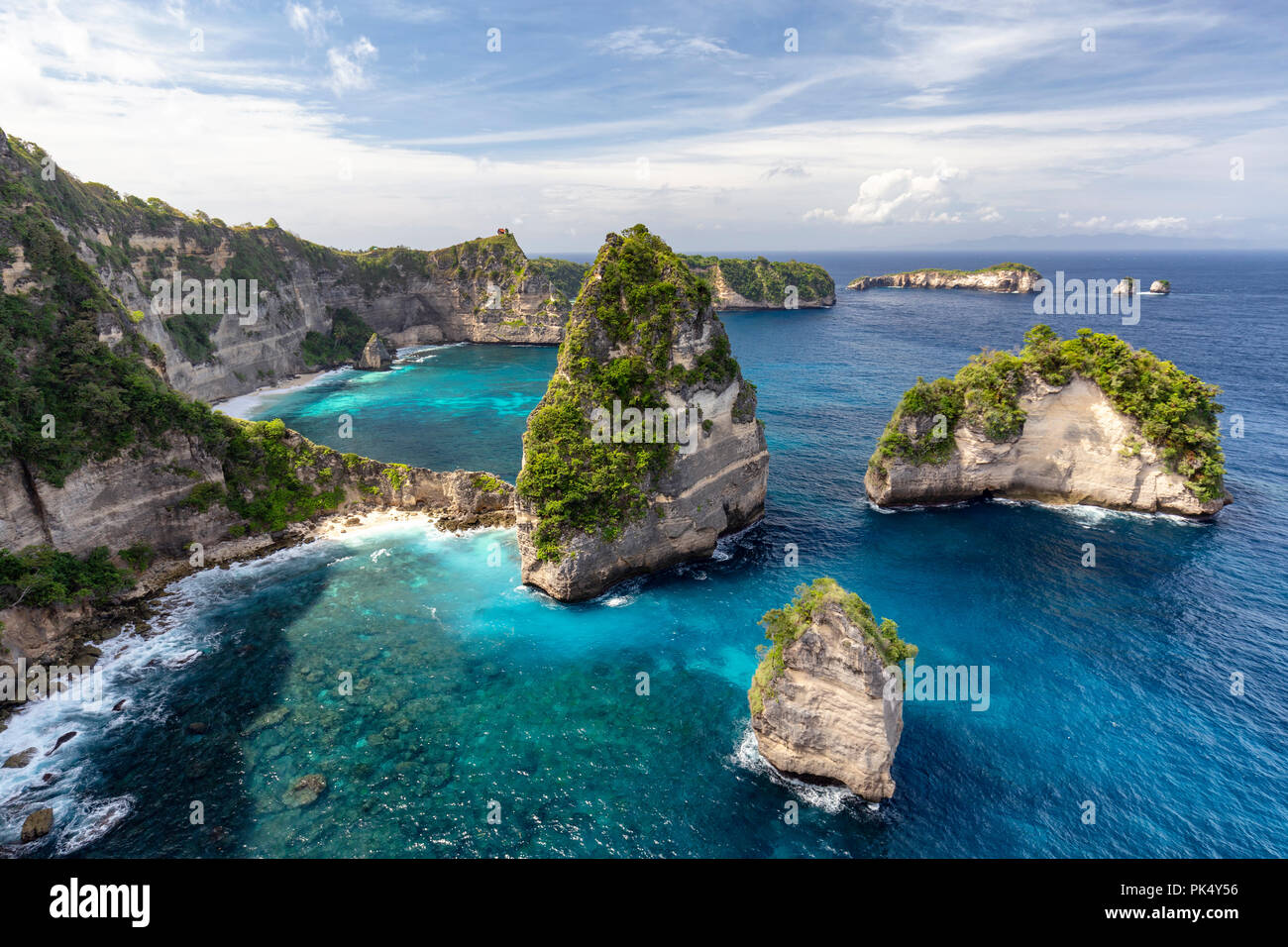 Beautiful view of Raja Lima islands on Nusa Penida in Indonesia. Stock Photo