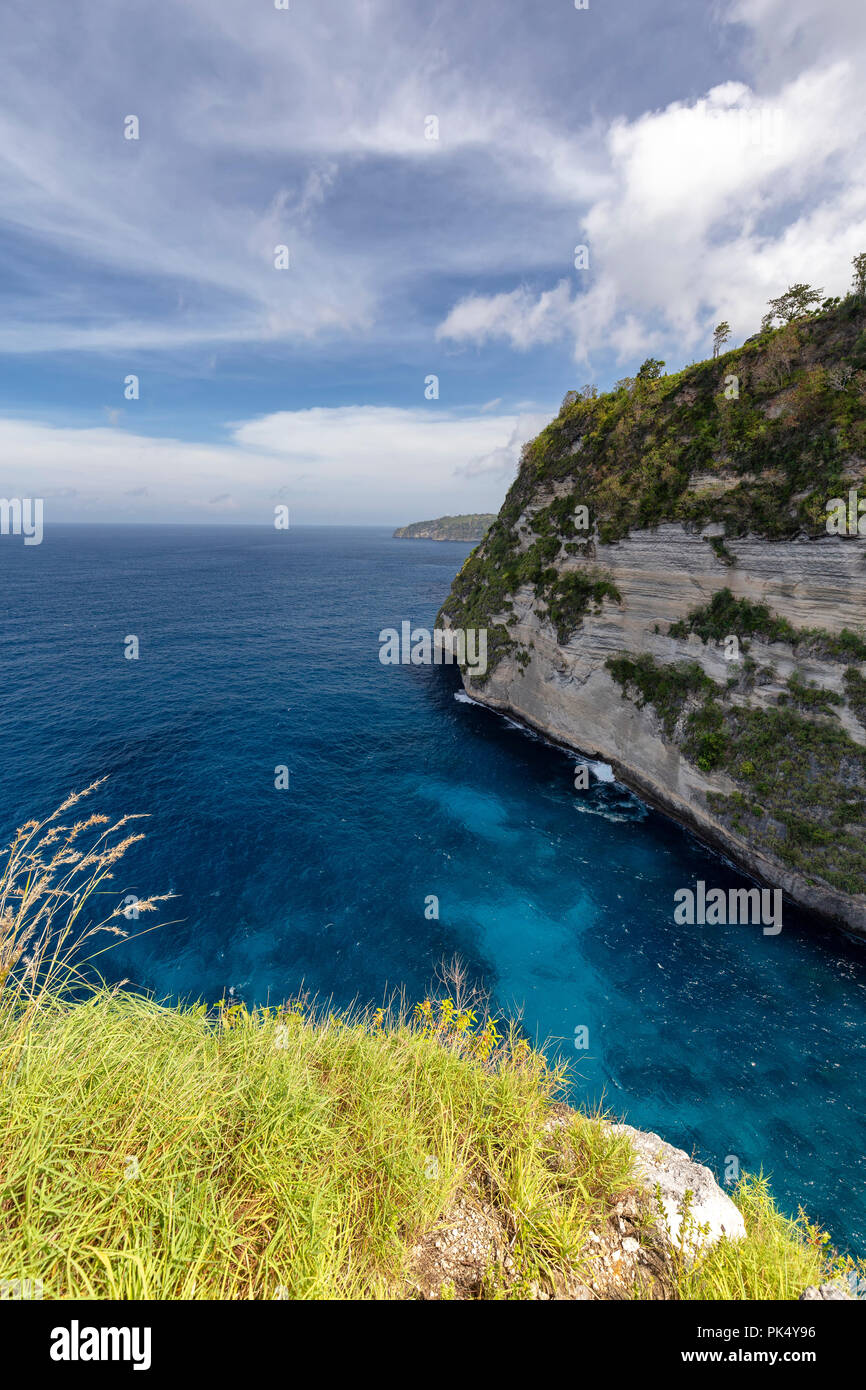 Portrait view of the Belah Poh sunrise viewing area on Nusa Penida. Stock Photo